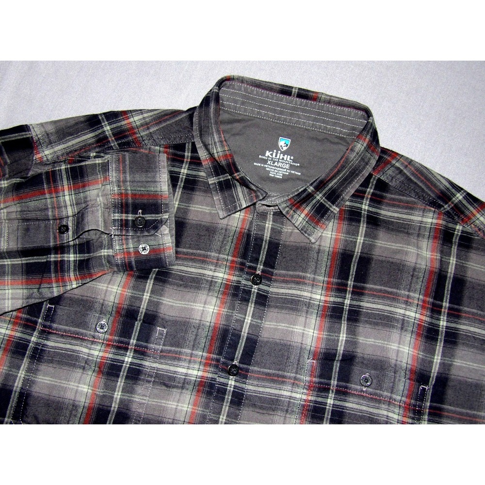 KUHL Long Sleeved Plaid Outdoor Stretch Casual Button Up Shirt Men's XL